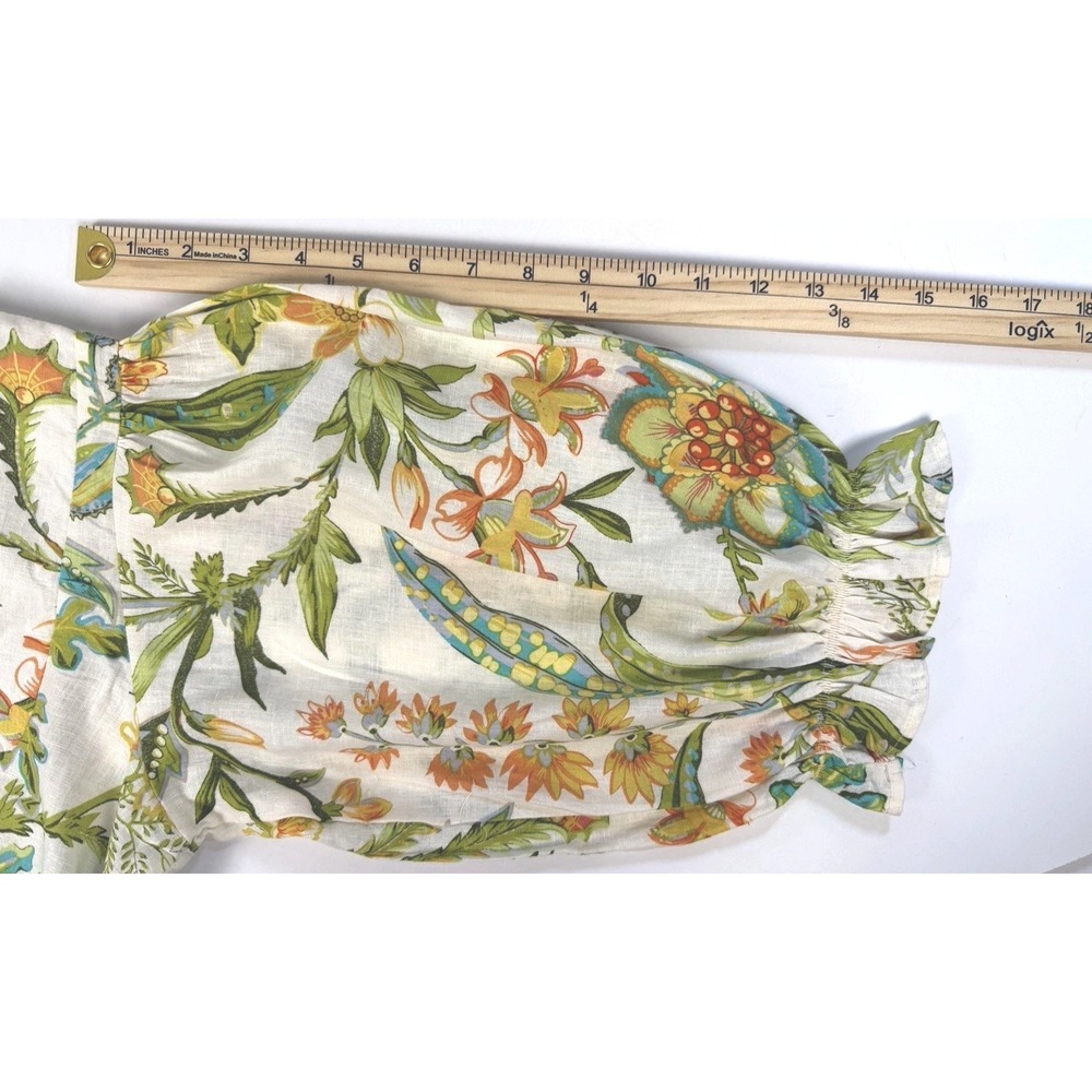 Rachel Roy Floral Button Up Blouse Top Womens Small Pretty Print Square Neck - Picture 5 of 11